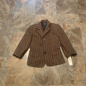 Brown tweed Kasper blazer, size 2P. NWT